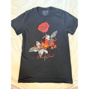 The End Burning Rose Graphic T-Shirt Black Cotton Crewneck Short Sleeve Small